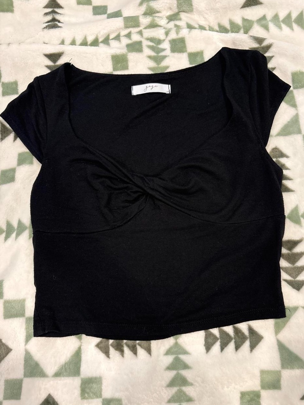 Gage Black Twist-Front Crop Top